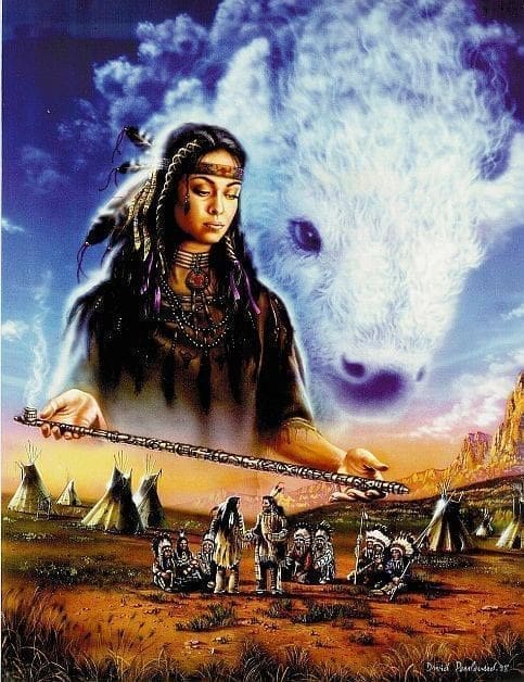 Mulher Búfalo Branco Sioux xamanismo cachimbo
