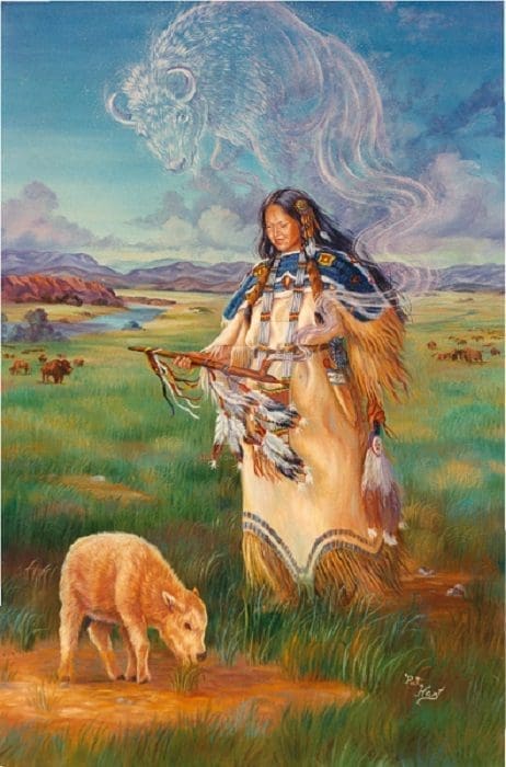 Mulher Búfalo Branco Sioux xamanismo cachimbo