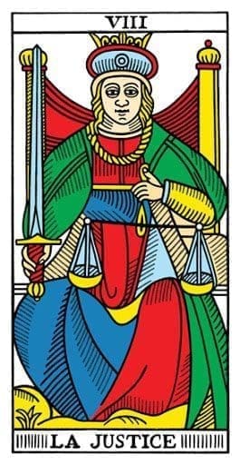 Justiça tarot cartas adivinhação futuro sorte conselho magia